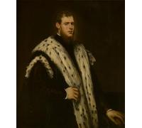 HRJUBWREE Riproduzione Dipinto Stampa Immagine Pittura su Tela Vintage Portrait of a Venetian Nobleman by Jacopo Robusti Tintoretto Per la Decorazione Murale 60x90cm