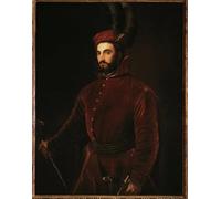 HRJUBWREE Riproduzione Dipinto Stampa Immagine Pittura su Tela Vintage Portrait of Ippolito De Medici by Tiziano Vecelli Per la Decorazione Murale 60x90cm