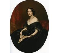 HRJUBWREE Riproduzione Dipinto Stampa Immagine Pittura su Tela Vintage Ritratto di dama con ventaglio di Xavierese Winterhalter Per la Decorazione Murale 60x90cm