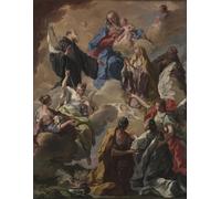 HRJUBWREE Riproduzione Dipinto Stampa Immagine Pittura su Tela Vintage Santi che presentano una devota alla Vergine e al Bambino di Battista Pittoni Per la Decorazione Murale 60x90cm