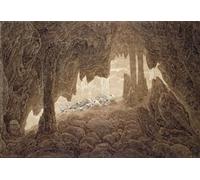 HRJUBWREE Riproduzione Dipinto Stampa Immagine Pittura su Tela Vintage Scheletro nella caverna inchiostro seppia e matita su carta di Caspar David Friedrich Per la Decorazione Murale 60x90cm