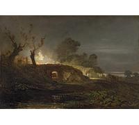 HRJUBWREE Riproduzione Dipinto Stampa Immagine Pittura su Tela Vintage una fornace da calce a Coalbrookdale C di Mallord William Turner Per la Decorazione Murale 60x90cm