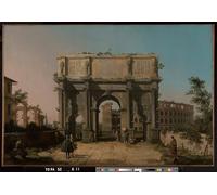 HRJUBWREE Riproduzione Dipinto Stampa Immagine Pittura su Tela Vintage Veduta di Costantino con il Colosseo di Antonio Canal Per la Decorazione Murale 60x90cm