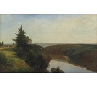 HRJUBWREE Riproduzione Dipinto Stampa Immagine Pittura su Tela Vintage Vista sul Genesee vicino al Monte Morris di John Frederick Kensett Per la Decorazione Murale 60x90cm