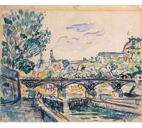 HRJUBWREE Stampe d'Arte Mural Dipinto Riva della Senna vicino al Pont des Arts con vista sul Louvre Penna e inchiostro con wc e gouache su carta di Paul Signac Per la Decorazione del Soggiorno 60x90cm