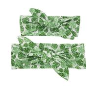 Hrlace 1 set di fasce per neonati e mamma, fascia per capelli, turbante, genitore, bambino, fascia elastica per capelli con stampa per capelli per neonati, neonati, foglia verde