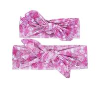 Hrlace 1 set di fasce per neonati e mamma, fascia per capelli, turbante, genitore, bambino, fascia elastica per capelli, con stampa per capelli, per neonati, neonati, rosa loto