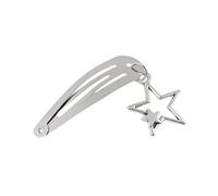 Hrlace 10 fermagli per capelli da ragazza, 5 cm, clip per capelli in metallo argentato, per bambini, ragazze, donne, pentagramma