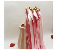 Hrlace 10 pezzi da parete per matrimonio, stelle filanti con campane, nastro magico, bacchette per fate, bastoncini di seta, per matrimoni, compleanni, feste, rosa