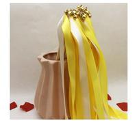 Hrlace 30 pezzi da parete per matrimonio, stelle filanti con campane, nastro magico, bacchette per fate, bastoncini di seta, per matrimoni, compleanni, feste, colore giallo