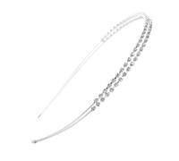Hrlace Cerchietto per capelli a doppio strato con strass, in metallo, per principessa, matrimonio, festa, appuntamento, sposa, argento