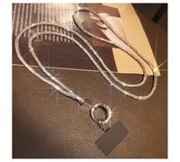 Hrlace Cordino universale per cellulare con strass, cinturino da polso con strass, strass e cristalli per telefono da appendere, cinturino da polso con toppa per tutti gli smartphone Crossbody argento