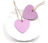 Hrlace Cuori in legno colorati con filo di iuta, 4 cm, cuori in legno con foro per il fai da te, decorazione per matrimoni, decorazione da tavolo, Natale, San Valentino, 50 pezzi