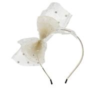 Hrlace Fascia per capelli in pizzo con fiocco in tulle, motivo a pois, elastica, per donne e ragazze, feste, San Valentino, compleanno, matrimonio, champagne, champagne