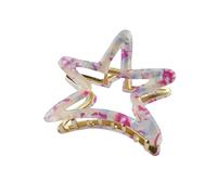 Hrlace Fermaglio per capelli a cinque punte, a forma di stella media, accessorio per capelli alla moda, antiscivolo, per donne, ragazze, capelli lunghi e spessi, 6# bianco + viola