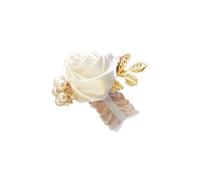 Hrlace Fiore da polso in raso, da polso, da matrimonio, da polso, con fiori artificiali, per matrimoni, sposi, damigelle, testimoni, ospiti, colore bianco, 1 pezzo