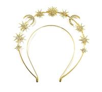 Hrlace Halo - Fascia per capelli a corona con stelle e strass, per la dea dei raggi solari, con sole, luna, stella, con cristalli scintillanti, per donne, sposa, matrimonio, modello lunare