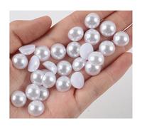 Hrlace Mezza perle piatte per fai da te, perline semicircolari, perle artificiali, per nail art, manicure, trucco, bianco, 4 mm/1000 pezzi
