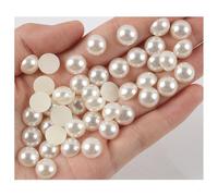 Hrlace Mezza perle piatte per fai da te, perline semicircolari, perle artificiali, perline decorative per nail art, manicure, trucco, creazione di gioielli, crema, 4 mm/1000 pezzi