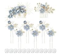 Hrlace Pettine per capelli da sposa, con perle, con strass, per matrimonio, matrimonio, matrimonio, perle, per donne, ragazze, damigelle, comunioni, feste, blu #6