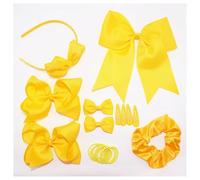 Hrlace Set di 21 fermagli per capelli per ragazze, con fiocco, fascia elastica per capelli, forcine per bambini e ragazze, regalo di compleanno, colore giallo