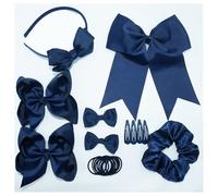 Hrlace Set di 21 fermagli per capelli per ragazze con fiocco, fascia elastica per capelli, forcine per capelli per bambini e ragazze, regalo di Natale, compleanno, blu marino