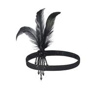 Hrlace Set di accessori da donna "Gran Gatsby anni '20, accessori a tema anni '20, accessori per Halloween, con fascia a piuma, copricapo, guanti lunghi, perle artificiali, collana 9#