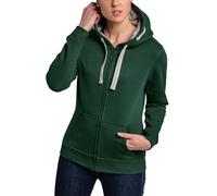 HRM Felpa da Donna con Cappuccio, con Fodera Interna a Contrasto, Basic con Chiusura Lampo, Felpa con Cappuccio, Alta qualità e sostenibile, Verde Bottiglia, 3XL