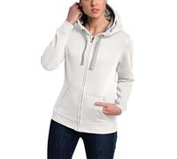 HRM Felpa da Donna con Cappuccio, di Alta qualità, con Fodera Interna a Contrasto, Felpa Basic con Chiusura Lampo, Top da Donna di Alta qualità e sostenibile, Bianco, L