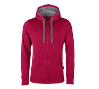 HRM Felpa da Uomo con Cappuccio, con Fodera Interna a Contrasto, Basic con Chiusura Lampo, Felpa con Cappuccio, di Alta qualità e sostenibile, Lampone, XXXL