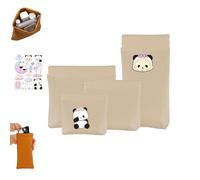 HRMCMX Pouchic - Astuccio organizer in pelle con chiusura a scatto, con chiusura a scatto, senza cerniera, organizer in pelle con chiusura automatica, Cachi, Libero