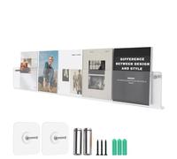 Hrokz Portariviste da Parete Adesivo o Perforare I Fori, 100cm Trasparente Porta Riviste Parete Bagno, Muro Appeso Portariviste e Portagiornali per Cameretta/ Cucina