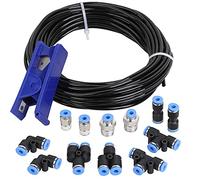 Hromee Kit di tubi Air Line, diametro esterno 3,97 mm x tubo in poliuretano PU e raccordi a pressione per collegare, 14 tubi compressi e kit di accessori