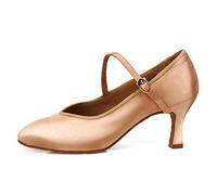 HROYL Donna Scarpe da Ballo Moderno Jazz Salsa e Bachata Latina Scarpe da Ballo Punta Chiusa, Model WX138-7.5 Nuda 35 EU