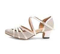 HROYL Scarpe da Ballo Donna Latino Americano Punta Chiusa con Paillettes Scarpe Ballo Salsa da Sala 512-4.5,Champagne-WM, EU 38