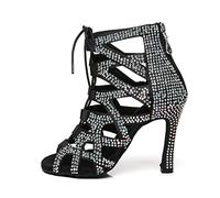 HROYL Scarpe da Ballo Donna Latino Americano Salsa Tango e Bachata Scarpe da Ballo da Sala,YCL439-6,Nero,EU39