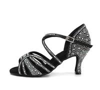 HROYL Scarpe da Ballo Donna Latino Salsa e Bachata Scarpe Ballo da Sala,L356-7.5,Nero,EU 40