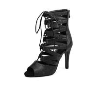 HROYL Stivaletti da Ballo Latino Americano Heels Salsa Performance Pratica Tacchi da Ballo, 193-Nero-R,EU 40.5