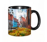 HRRASFAZF Tazza Caffe Latte Te in Ceramica,330 Ml,Tazza Divertente e Originale per Gli,tazza regalo,Città Vecchia Riga Lettonia Capitale con edifici storici Medievale A