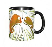 HRRASFAZF Tazza Caffe Latte Te in Ceramica,330 Ml,Tazza Divertente e Originale per Gli,tazza regalo,Camaleonti, animali affamati, erba, guardando il mondo degli tti, ragno,