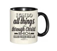 HRRASFAZF Tazza Caffe Latte Te in Ceramica,330 Ml,Tazza Divertente e Originale per Gli,tazza regalo,Lettere della Bibbia. Arte cristiana. Posso fare ogni cosa in Cristo che