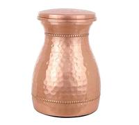 HRS India - Caraffa per camera da letto in puro rame, finitura martellata, barattolo per bere acqua, bicchiere in vetro, benefici per la salute ayurvedica, 500 ml
