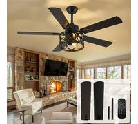 Hrtghzir - Ventilatore da soffitto rustico da 52 pollici con kit di luce e telecomando, moderno accessorio di illuminazione a LED rustico per interni