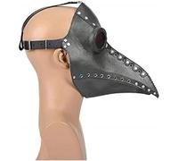 HRTLSS Maschera da Dottore della Peste, Maschera da Peste a Becco d'uccello a Naso Lungo in Pelle PU, Maschera di Halloween Puntelli per Feste in Costume Cosplay (Nero)