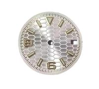 HRTUFN WCC00816 Quadrante for orologio da 28,5 mm con motivo solare, scala geometrica rialzata, adatto for la modifica del movimento NH35/36/7S, accessori for orologi(White gold nail)