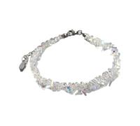 Hrtyvhin Bracciale con collana perle vetro scintillante Design a taglio multiplo Materiali prima qualità Lunghezza regolabile Gioielli senza data Catena perline multifunzionale scintillante