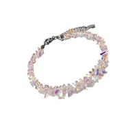 Hrtyvhin Bracciale con collana perle vetro scintillante Design a taglio multiplo Materiali prima qualità Lunghezza regolabile Gioielli senza data Catena perline multifunzionale scintillante