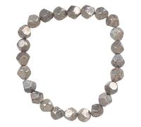 Hrtyvhin Bracciale con perline sfaccettate in pirite pietra naturale per uomo Accessori da polso con catena a lunghezza regolabile per uomo Bracciale con perline irregolari pirite