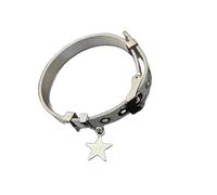 Hrtyvhin Bracciale rigido da polso impilabile con gioielli a stella regolabile Bracciale in pelle in acciaio Ti per coppie e individui Bracciale con ciondolo a stella in pelle in acciaio Ti