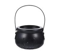 Hrtyvhin Calderone in ghisa di Halloween nero calderone bollitore Candy Bowl ferro strega mago calderone pentola con coperchio e maniglia decorazione
